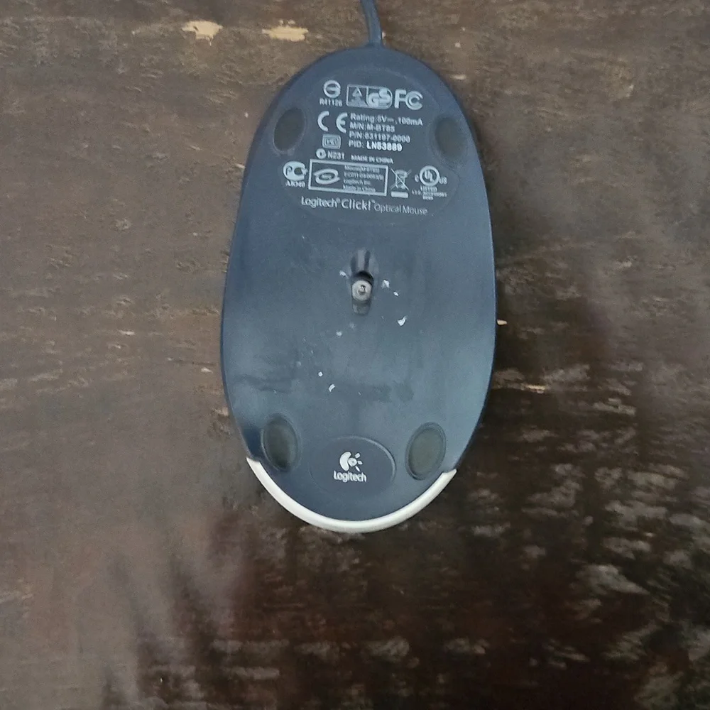 Logitech Corded Mouse Blue, Black, And Gray